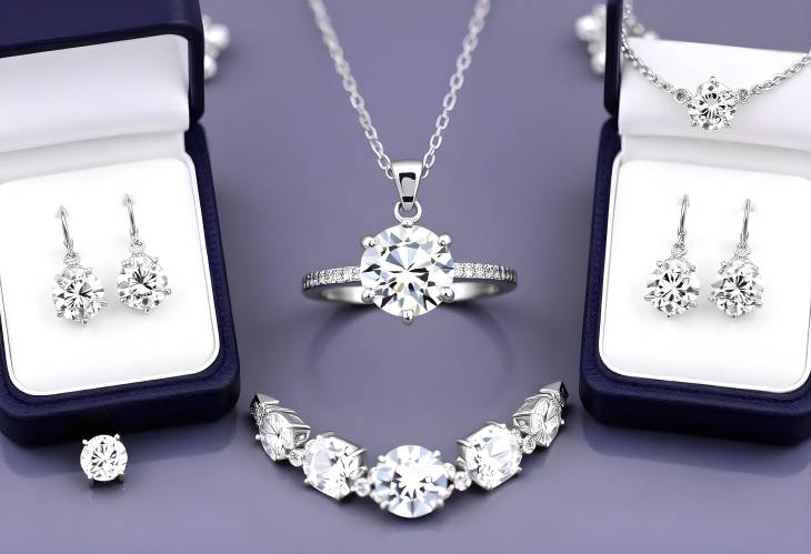 Gorgeous Diamond Jewelry Set Elegant Ring, Necklace, and Earrings